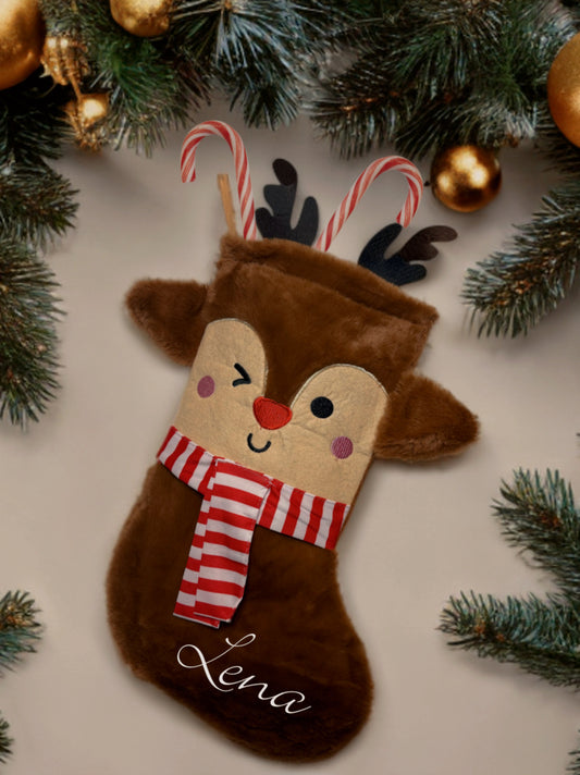 Weihnachtsstrumpf Rentier „Rudolf“ mit Personalisierung