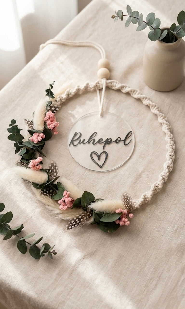 Personalisierter Makramee-Wandhänger | Boho-Deko mit Wunschtext