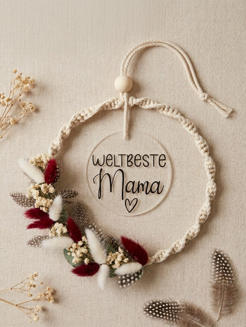 Personalisierter Makramee-Wandhänger | Boho-Deko mit Wunschtext